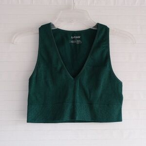Garage Green Ribbed Crop Top